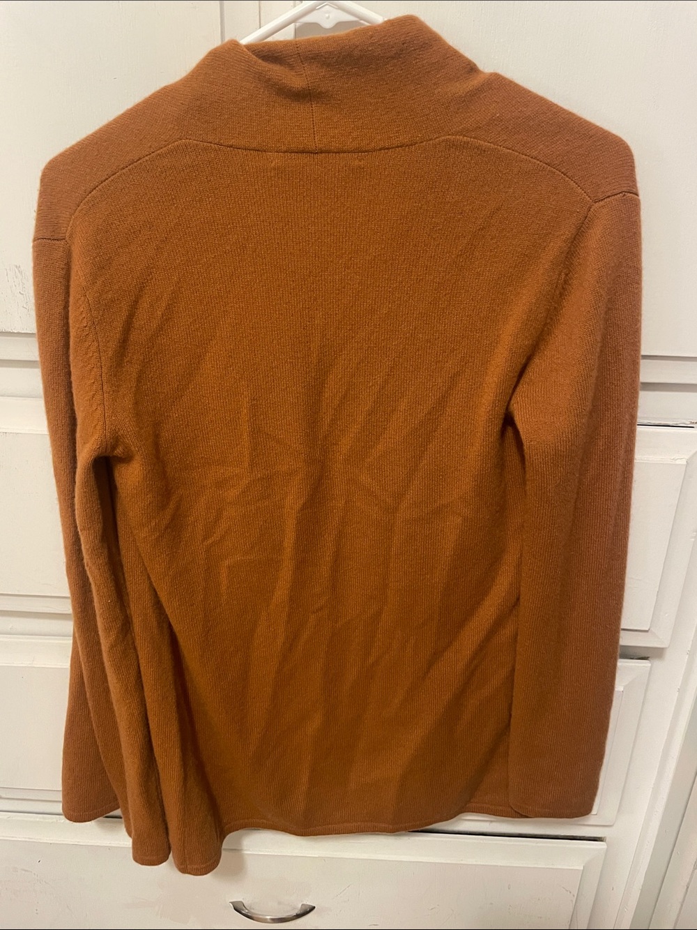 Neiman Marcus Cashmere Collection Open-Front Blazer-Style Cardigan in Rust Brown - Picture 4 of 4